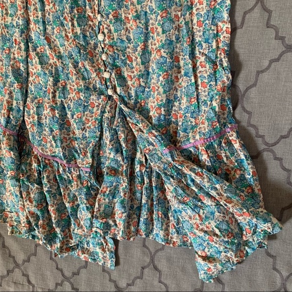 NWT-Free People Boho Floral ButtonFront Midi Dress - Picture 9 of 16